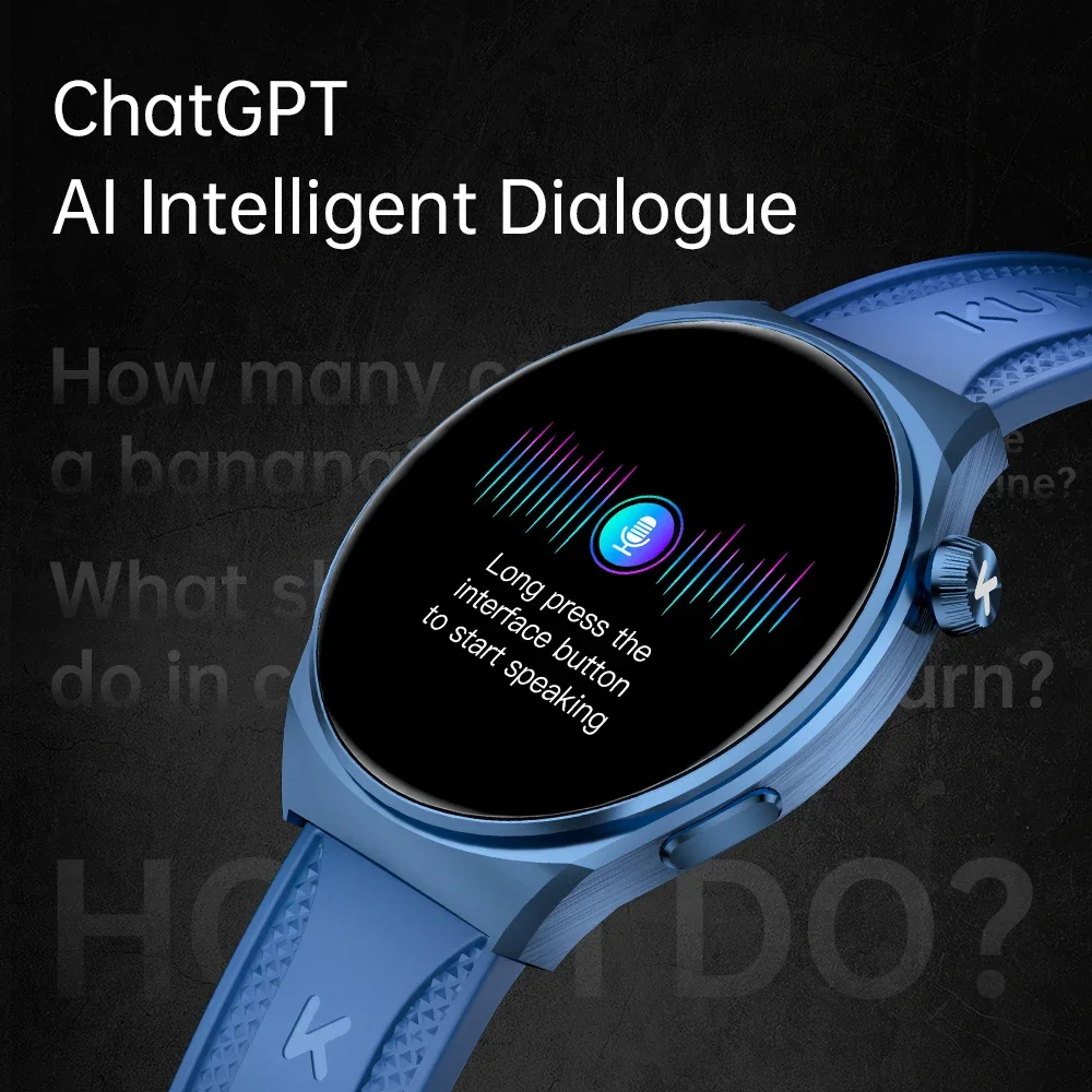 KUMI GW6 1.43" AMOLED screen Bluetooth call IP68 Waterproof NFC 100+ Sport Heart Rate Blood Pressure Oxygen Monitor smart watch