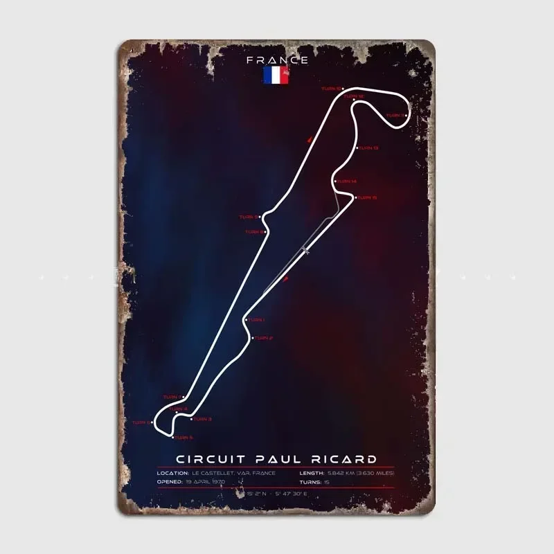 Circuit Paul Ricard， Richard Theme Metal Tin Plaque Sign for Wall Decor Anywhere Vintage Style High Quality