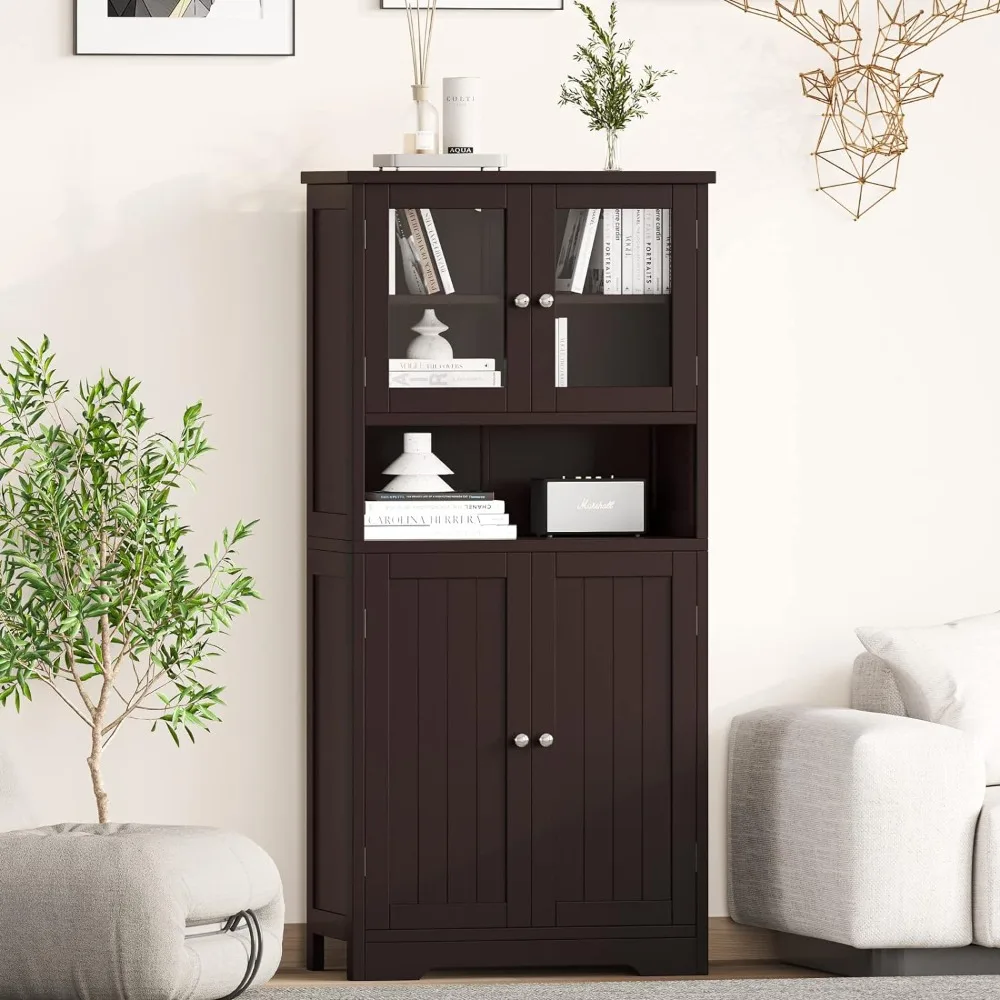 

Freestanding Floor Cabinet With Open Storage Cabinet freight free