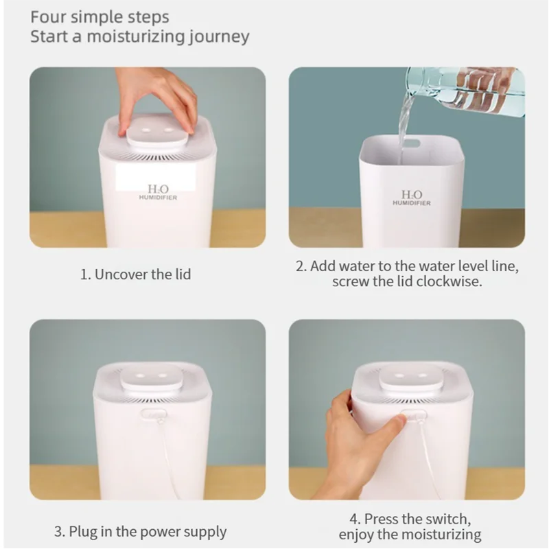 New 3.3L Air Humidifier Quiet Operation Aromatherapy Diffuser with Colorful Light 3 Modes and 8H Auto Power Off