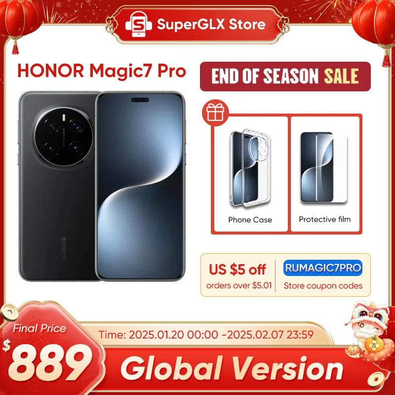 【World Premiere】Global Version HONOR Magic7 Pro 5G Smartphone Snapdragon 8 Elite 6.8''120Hz OLED Screen 100W Fast Charge