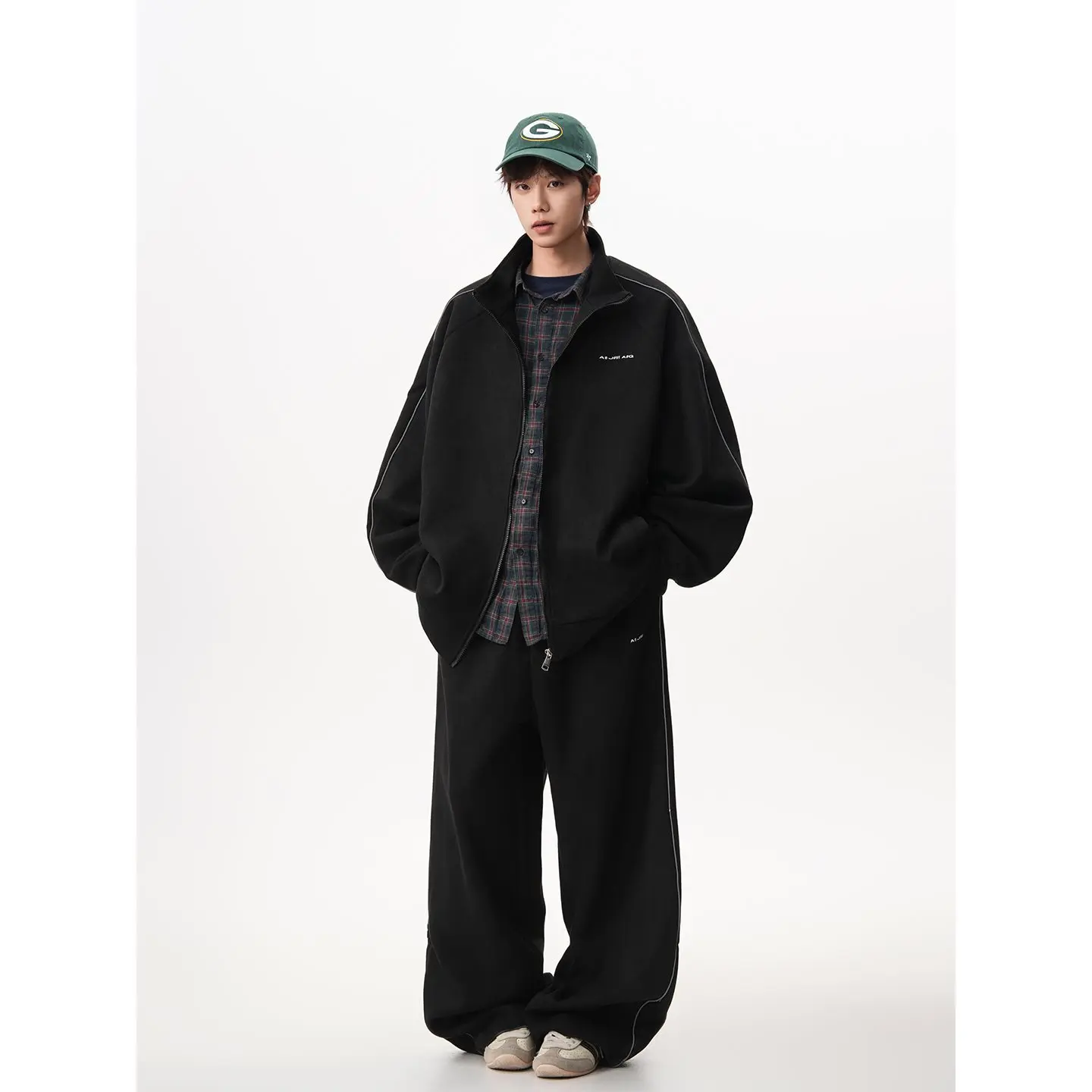 

Мужской спортивный костюм: повседневная одежда для уличных танцев, замшевая куртка с длинными рукавами и брюки с светоотражающими полосами, верхняя одежда для отдыха