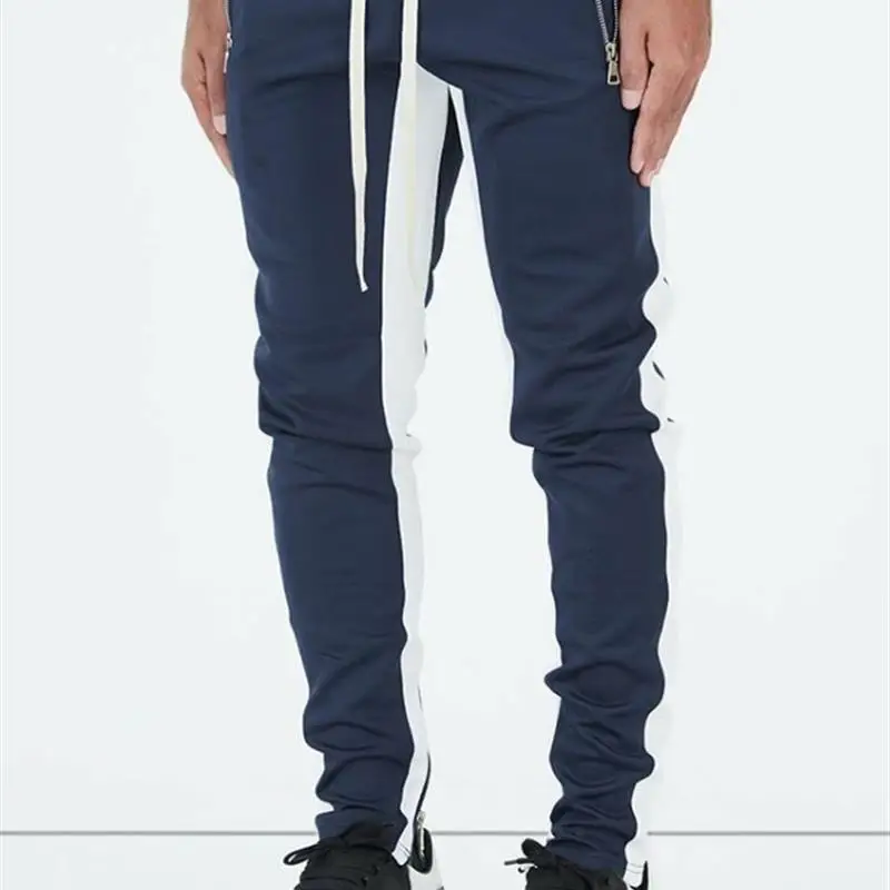 New High Street Patterned Casual Sports Running Pants mid Waist Loose Fit Long Trousers Color Blo Design Summer Cotton