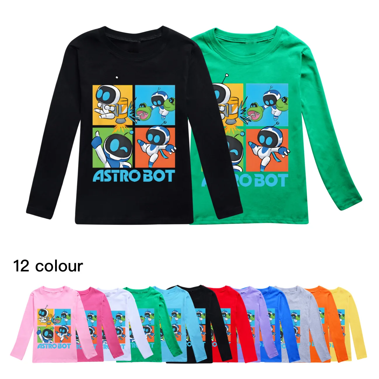 astro-bot-tshirt-kids-astrobot-ps5-game-clothes-boys-cartoon-cotton-t-shirt-girls-o-neck-long-sleeve-tops-children's-clothing