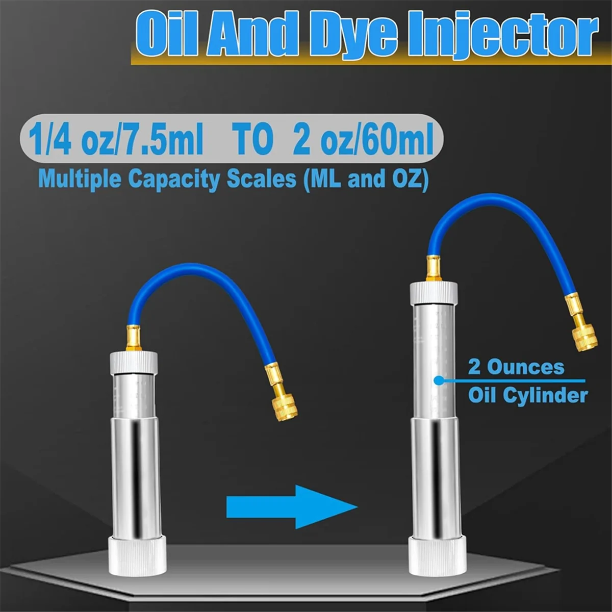 AC Oil Dye Injector Backflow Prevent Kit, with R134A & R1234YF Low Side Quick Coupler, R410A Mini Split Adapter