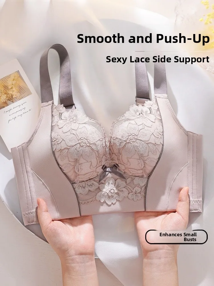 tingmei-adjustment-type-women's-underwear-gather-small-breasts-appear-large-anti-sagging-lace-no-steel-ring-shaping-bra