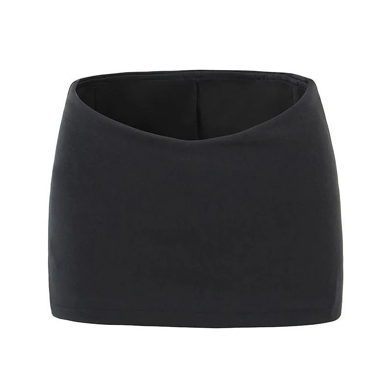 New Sexy Spice Girl V-shaped Low Waist Black Skinny Buttocks Short Skirt American Short Skirt Elastic Slim A-word Skirt Women