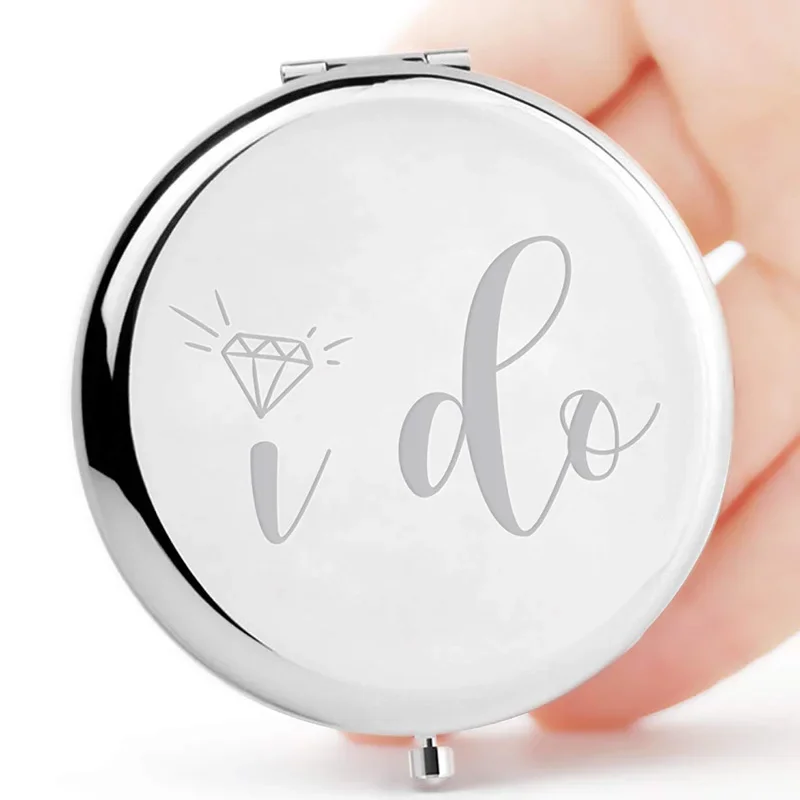 Bridal Shower Bachelorette hen Party Bride to be Gift I Do Makeup Bag Cosmetic Mirror Wedding engagement Vow Renewal decoration