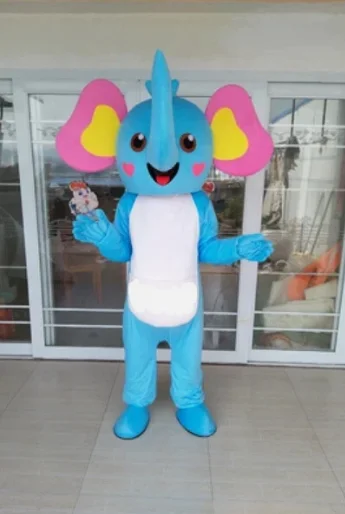 

2025 New Adult Hot Sale Foam Cute Blue Elephant Cartoon Mascot Costume Plush Christmas Fancy Dress Halloween Mascot Costume