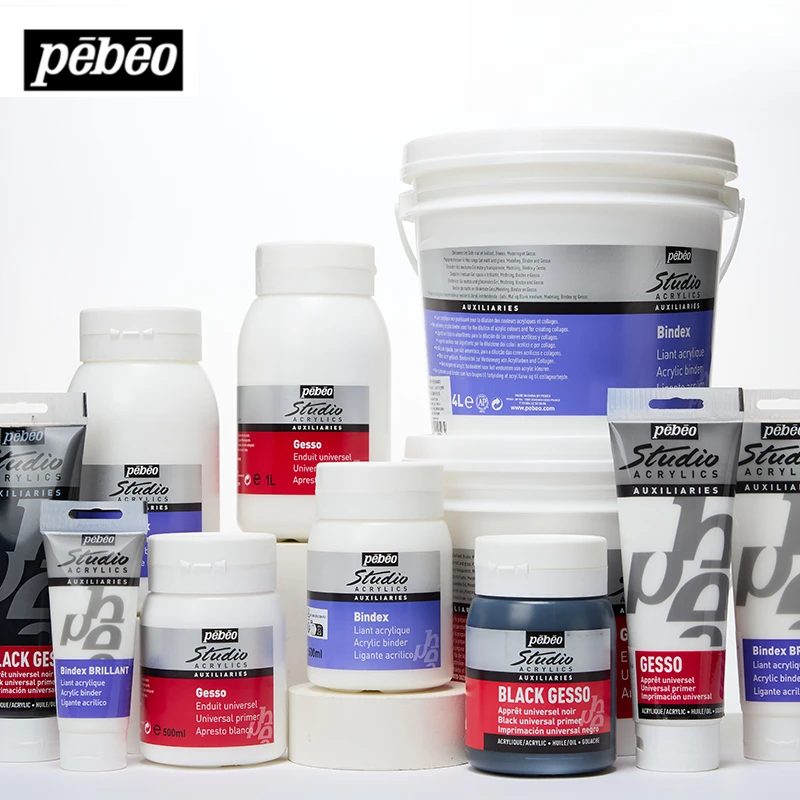 

250 мл/500 мл/1 литр Pebeo Studio акриловый гессо белый/черный для приготовления испуга, таких как ткань, картон, бумажная древесина