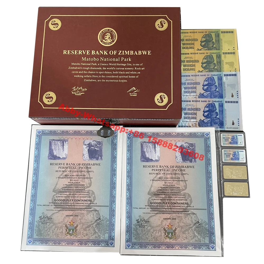 

200pcs/box Zimbabwe Banknote scroll GOOGOLPLEX Containers Zimbabwe Dollar Bills Paper Banknote with UV light watermark gift