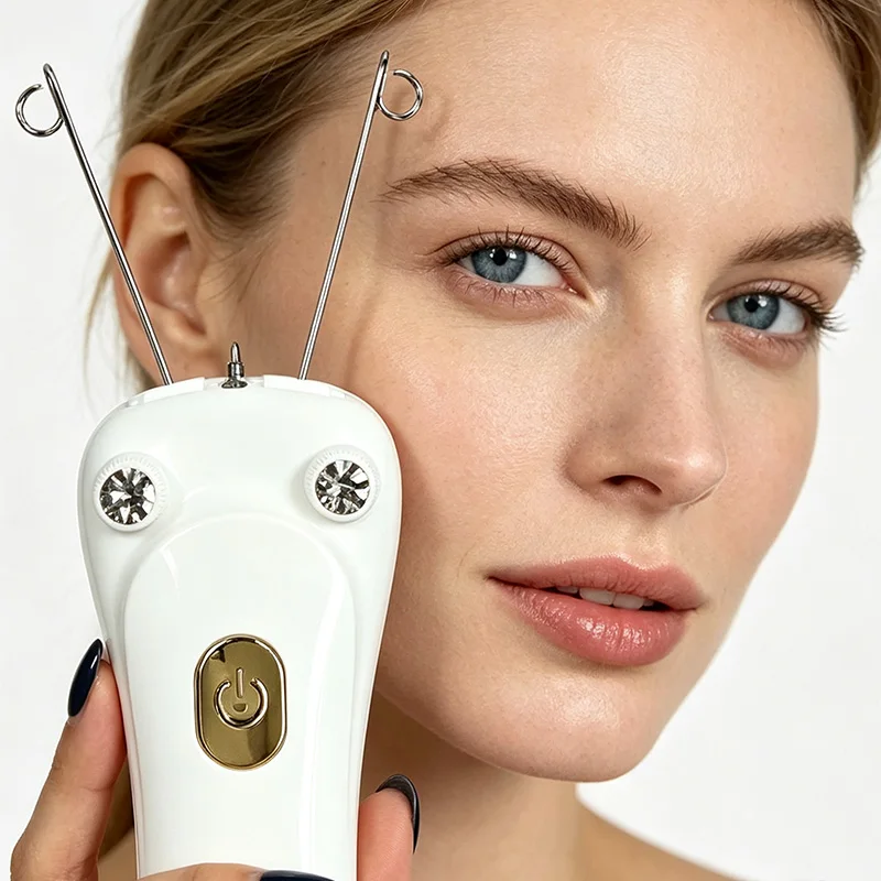 Painless Physical Hair Removal Tool - Depilator That Can Be Charged And Used For At-Home Facial Hair Removal With Cotton Thread
