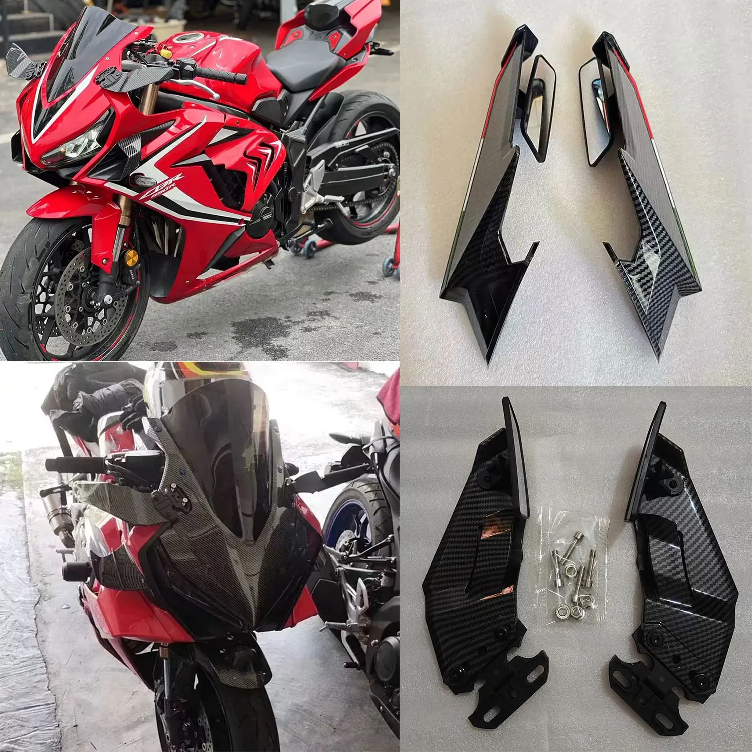 

Fit For Honda CBR650R CBR400R CBR500R Adjustable Rotating Rearview Modified Motorcycle Mirrors Winglets Wind Side Wing Spoiler