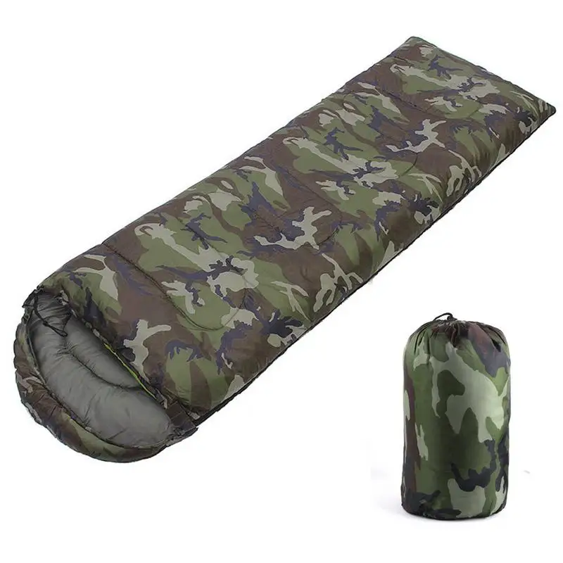 ﻿ Camping Camouflage Sleeping Bag Outdoor Leisure Cotton Envelope Style Sleeping Bag With Hood  For Camping Easy to clean