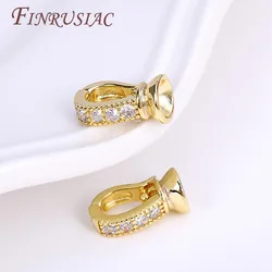 End Caps Fastener Clasp Handmade DIY Jewelry Making 18K Gold Plated Inlaid Zircon Fastener Connector Clasps For Necklace Making