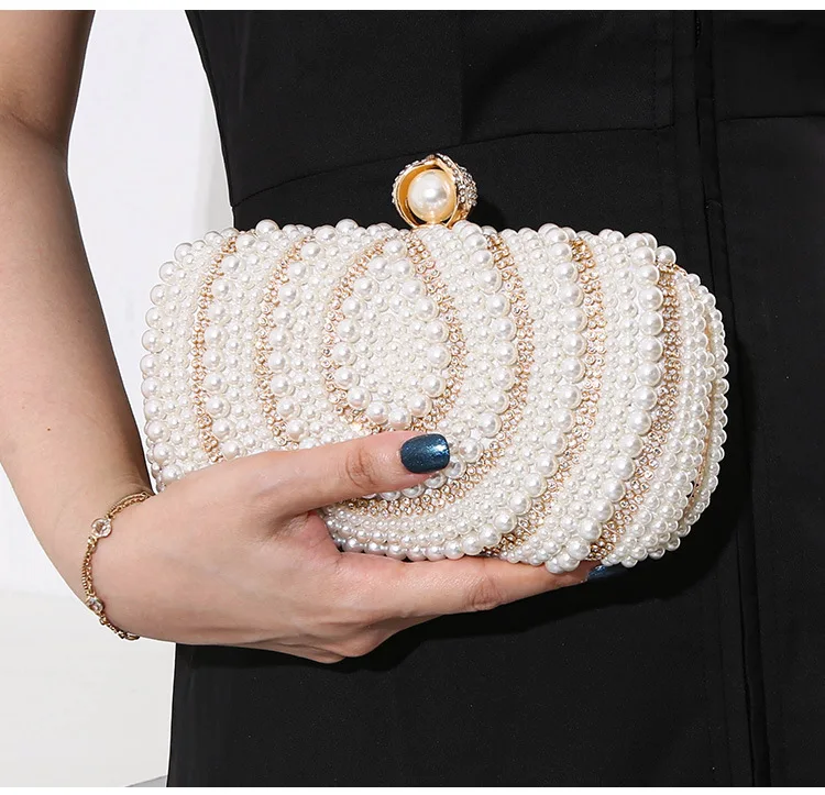 2023 New Full Side Beads Clutch Bags Wedding Diamond Hasp Bags Party Dinner Wallets With Chain 3 Colors Drop Shipping