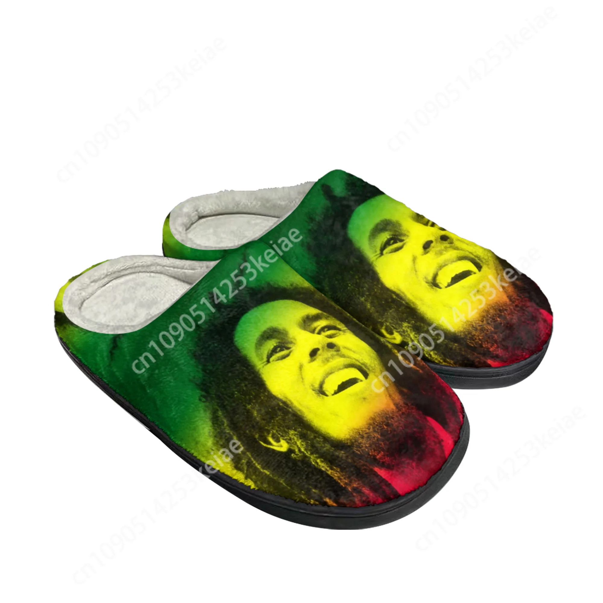 

Bob Marley Reggae Rasta Singer Home Cotton Custom Slippers Mens Womens Sandals Plush Casual Keep Warm Shoes Thermal Slipper