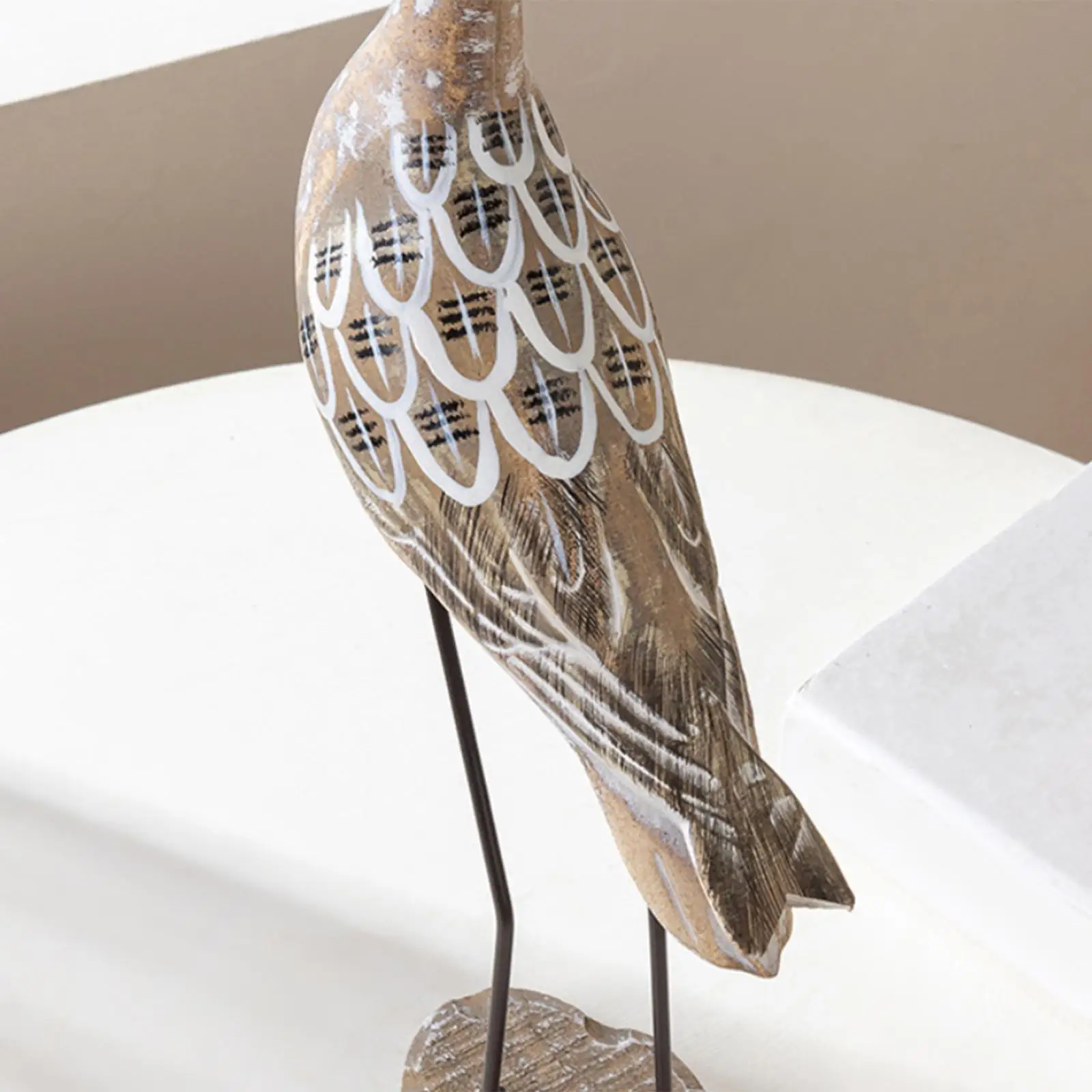 2 Pieces Wooden Seagull Figurine Sea Bird Statue Home Decor Housewarming Gift Collections Bird Sculpture for Bookshelf Patio