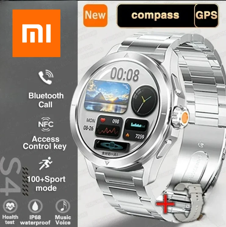 

Xiaomi Смарт-часы для S4 Ultra Спорт на открытом воздухе Мужчины AMOLED Экран NFC GPS Компас Сердечный ритм Водонепроницаемые Bluetooth-вызовы SmartWatch