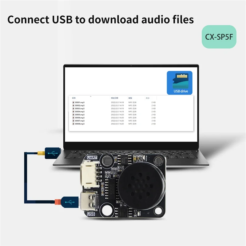 A37T-CX-SP5F Development Kit MP3 Voice Playback Module UART Serial Port Control Intelligent Voice Broadcast Voice Play Module