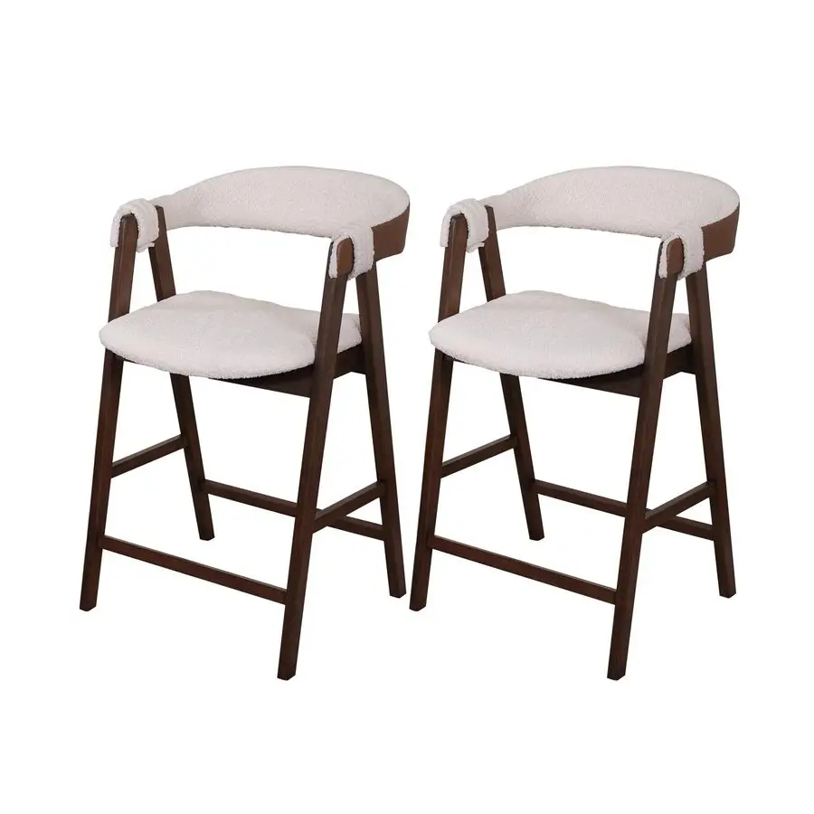 

Set of 2 SpaceSaving Solid Wood Bar Chairs Stylish Compact Design, Natural Finish for Home amp Apartment