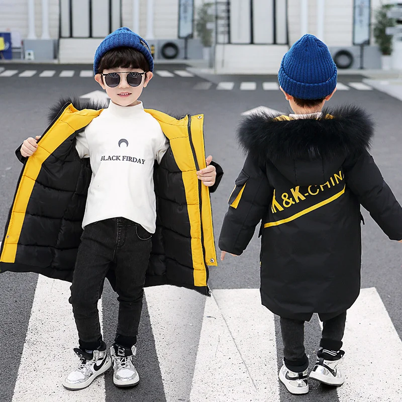 Winter 4-15 Years Boy Parkas Cotton Jacket New Fashion Warm Hooded High Quality Children Clothing