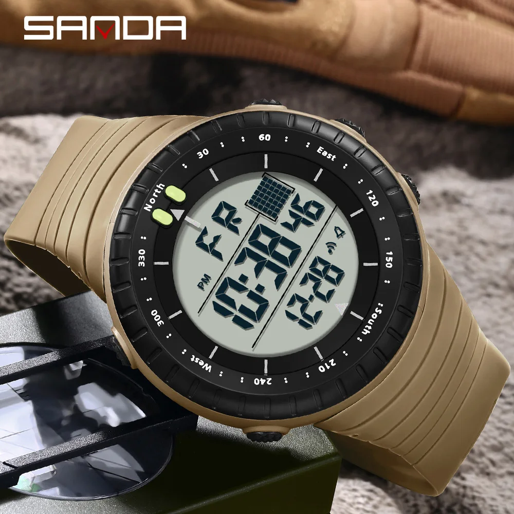 

SANDA Новинка 6256, мужские электронные часы с большим циферблатом, уличные водонепроницаемые спортивные часы, ночник, будильник, многофункциональные часы