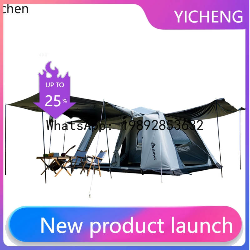 x1  thickened vinyl three-layer rain and sun protection outdoor big tent camping aluminum pole quick opening fully automatic
