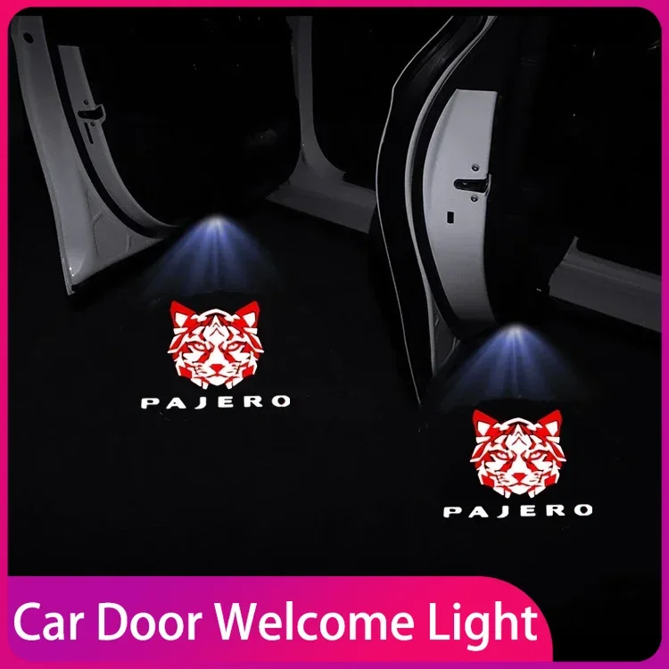 

Car Door Welcome Courtesy Projector Lamp LED HD Logo Light Accessoriest For Pajero red