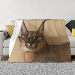 Studious Floppa 3D Printed Blankets Comfortable Soft Flannel Autumn Meme Cat Throw Blanket for Sofa Travel Bedding