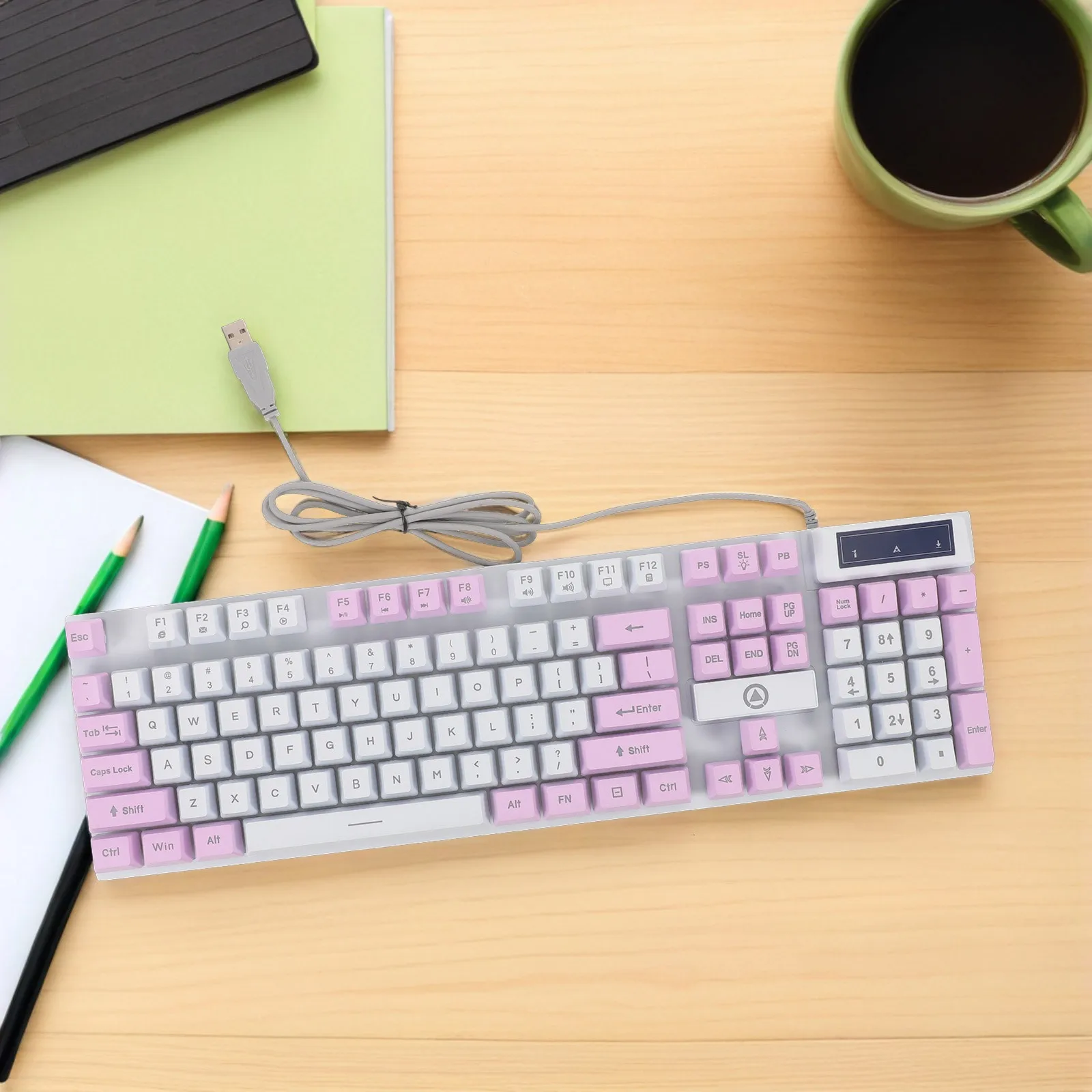 104 Keys Mechanical Keyboard Rgb Backlit Wired Gaming Keyboard For Pc Laptop Usb Led Retro Typewriter Style Sturdy Keycaps