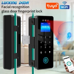 3D Face Recognition Smart Lock Infrared Sensor WIFI Tuya APP Biometric Electronic Fingerprint Glass Door Lock Office Glass Door