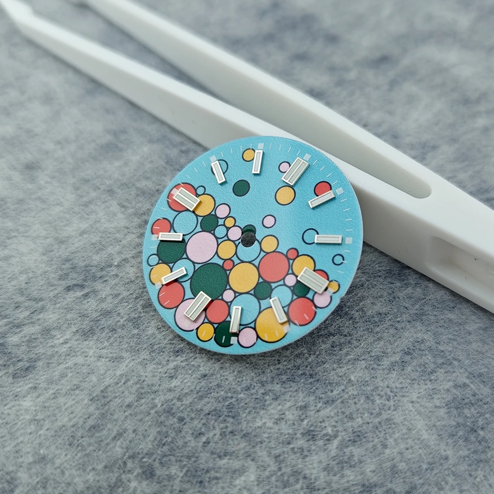 28.5 مللي متر الطلب الأحمر الوردي الأخضر الأزرق فقاعة الأصفر ساعة الطلب مضيئة ساعة الوجه لحركة NH35 NH36 2836 ميوتا 8215