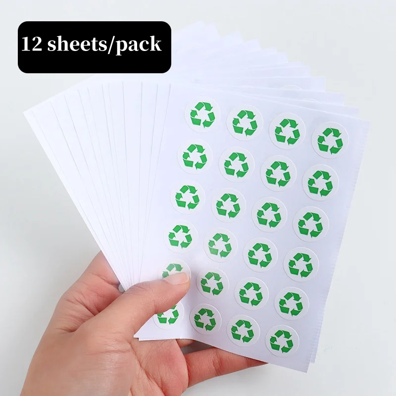 288pcs Eco-friendly Recycling Mark Stickers Green Environmental Protection Recycling Label Stickers