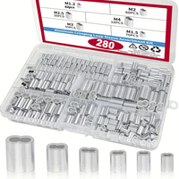 280-Piece Aluminum Crimping Ferrule Kit - Double Tube Ferrules, Rust-Proof, for Wire Rope Cable Ends - Various Sizes M1.2-M4, Ideal for Sleeping, Home Decoration, Outdoor and Construction