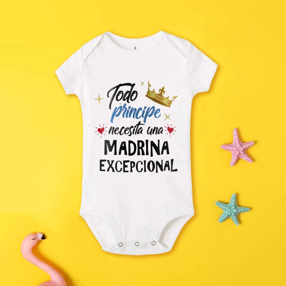 Would You Be My Godmother Print Newborn Bodysuits Baby Ask for Godmother Baptism Clothes Toddler Infant Short Sleeve Jumpsuits