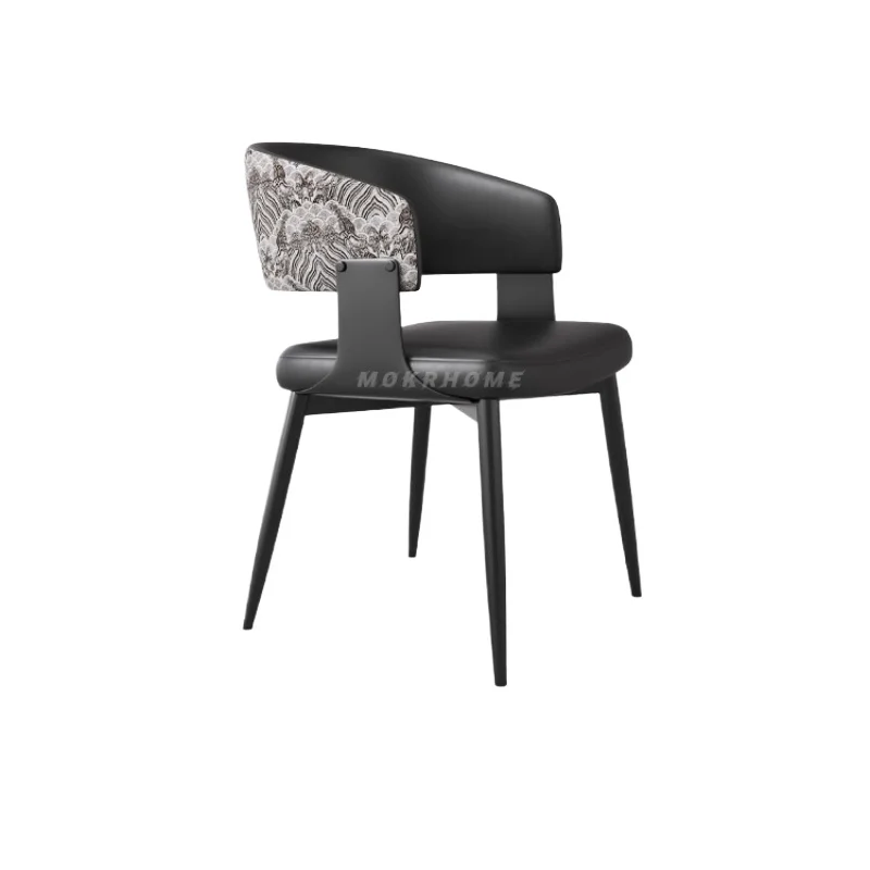 Mid-Century Modern Dining Chairs Retro Designer Living Room Seating Luxury Backrest Kitchen Chairs Leather Dining Room Furniture view 6