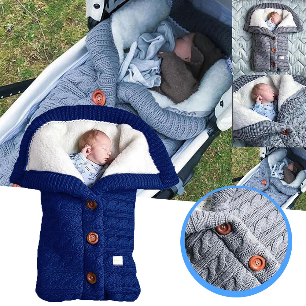 Baby Stroller Sleeping Bag Outdoor Baby knitted Soft Comfortable Sleeping Bag Woolen Padded Thickened Cuddle Quilt Autumn Winter