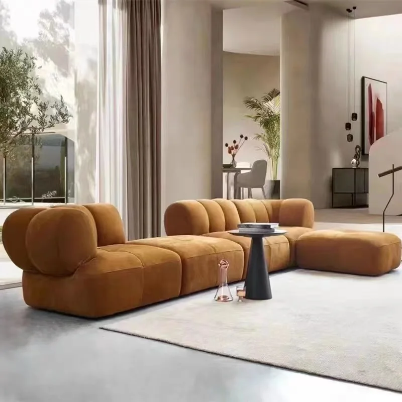 أريكة إيطالية بسيطة على شكل يقطين على الطراز الكريمي الشمالي لغرفة المعيشة الإبداعية #5