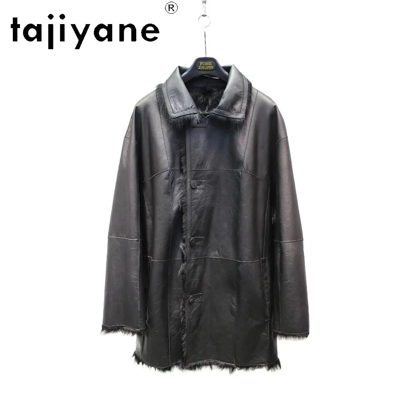 TAJIYANE Soft Huyang Lamb Fur Shearling Jacket Warm Coats Plush Outerwear Lapel Real Fur Coat Women Mid Length Overcoat New Шуба