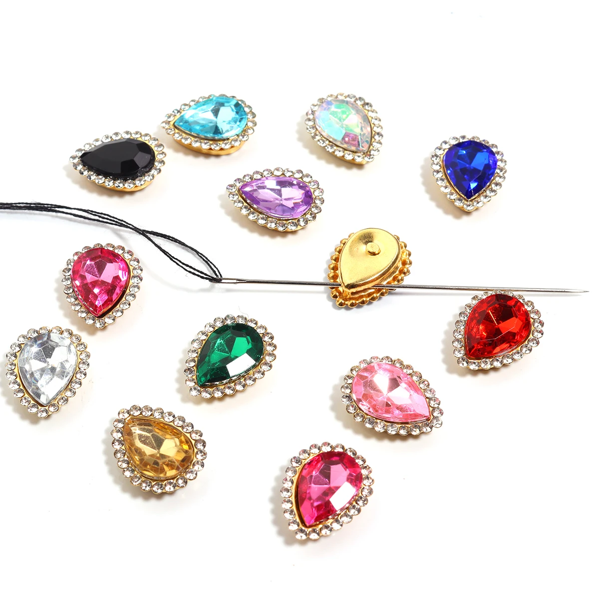 14*18mm Sunflower Seed Sewing Claw Rhinestones Acrylic Beads Buttons Stones Sew On Rhinestone for Clothes Sewing Accessories
