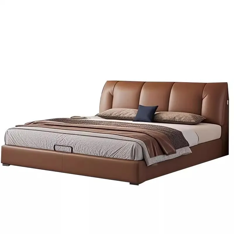 

Italian minimalist leather modern minimalist master bedroom atmospheric 1.8 meters double bed retro storage