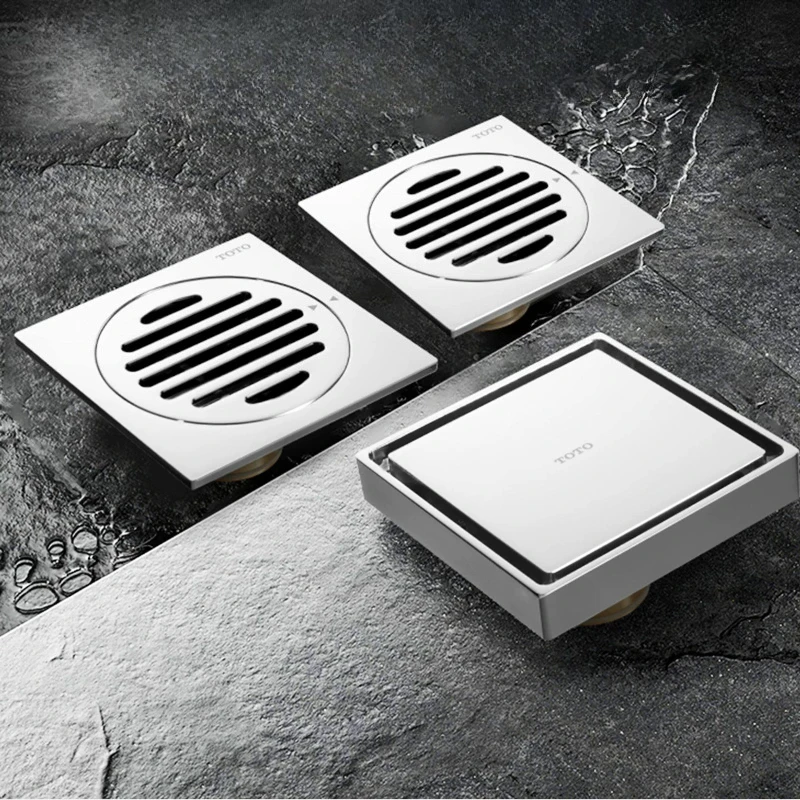Brass Anti-Odor Floor Drain, Hidden Square Shower Grate Cover, Bathroom Strainer Insert, Copper Trap Core for Home Kitchen Uses.