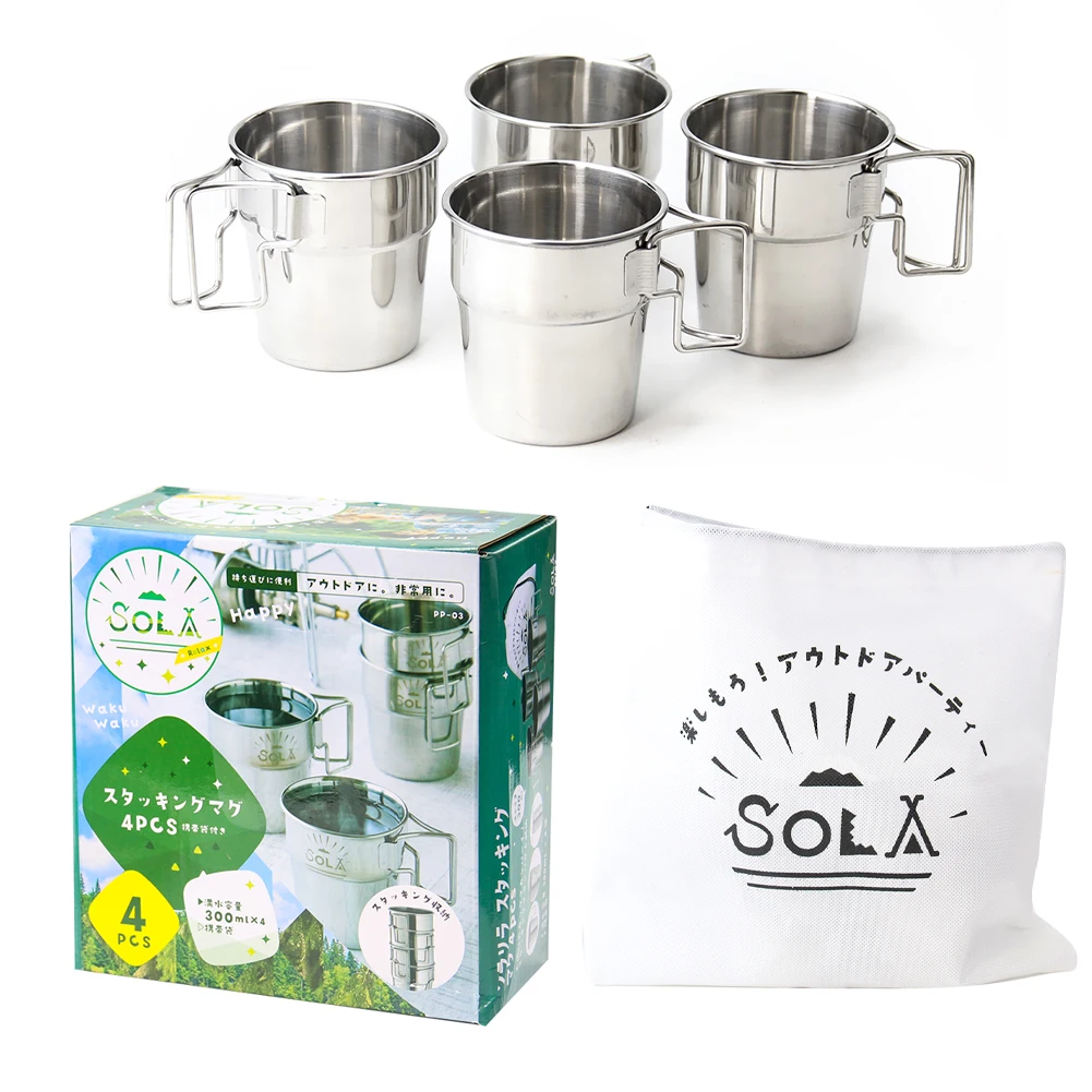 

Набор из 4-х стальных кружек для улицы со складными ручками для путешествий, альпинизма, кемпинга, пикников, барбекю, питья пива и кофе