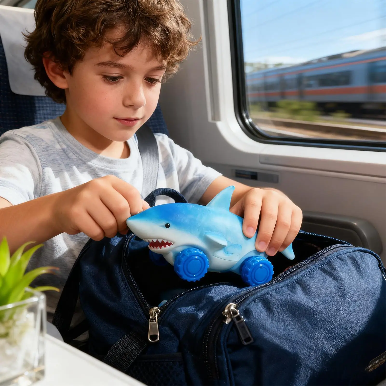 ポータブルシャークスクイーズおもちゃ車 シャークプルアップカー クリエイティブシャークスクイーズ変形車 スライディングシャークプルアップトイ 感覚玩具