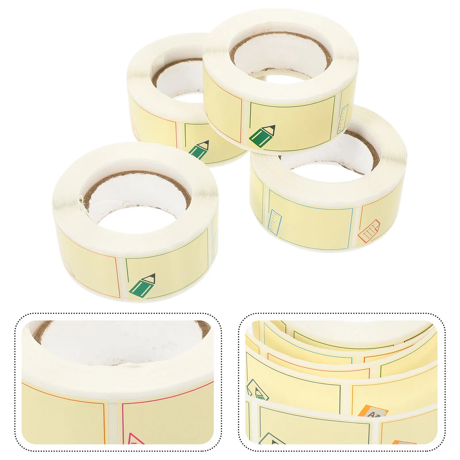 4 Rolls Cartoon Name Label Stickers Kindergarten Name Tags Self-Adhesive Writable Classroom Labels Multipurpose Sticky Seal