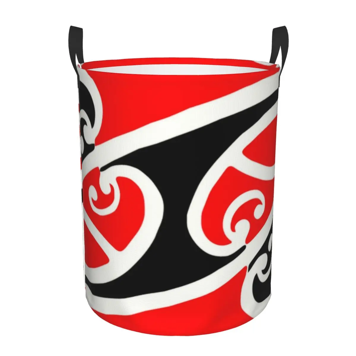 Maori Kowhaiwhai Pattern Laundry Basket Collapsible New Zealand Koru Tribal Art Clothes Hamper for Baby Kids Toys Storage Bag