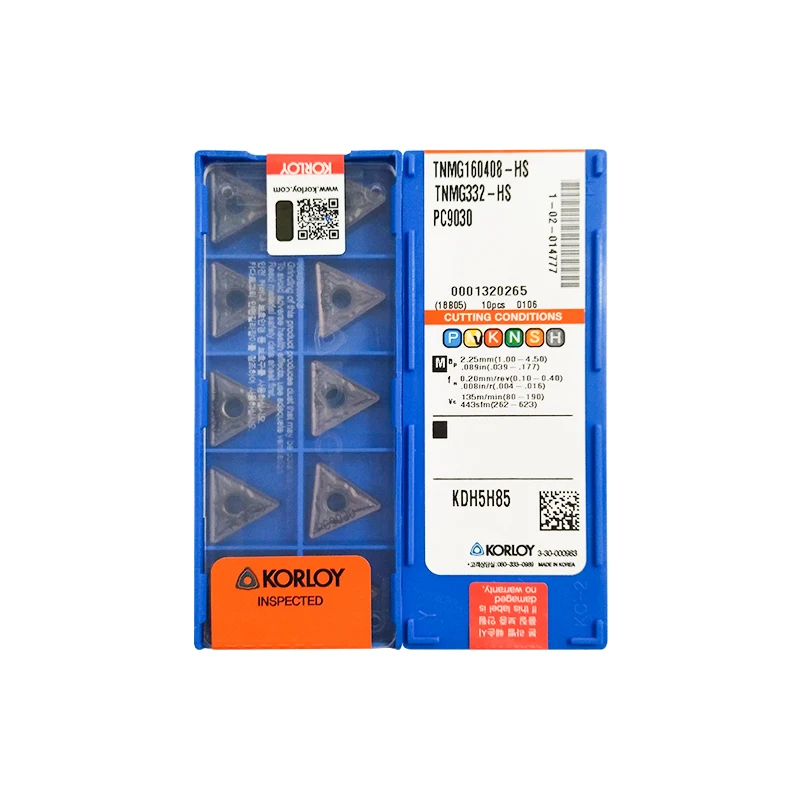 Korloy Torno Cnc Carbide Turning Inserções 100 Original 100 Original Tnmg160404 Tnmg160408 220404 220404 220408 -hs Pc9030 Pc5300 Pc5400 Pc8110 10 Peças