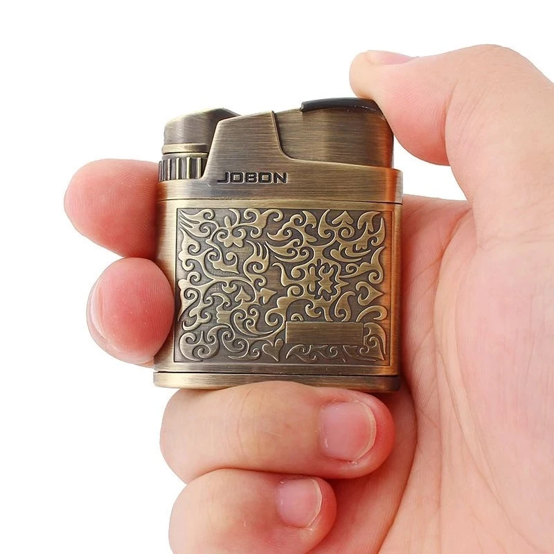 JOBONOriginal Embossed Good-looking Butane Gas Lighter Jet Metal Windproof Flashlight Cigarette Lighter Retro SmokingAccessories