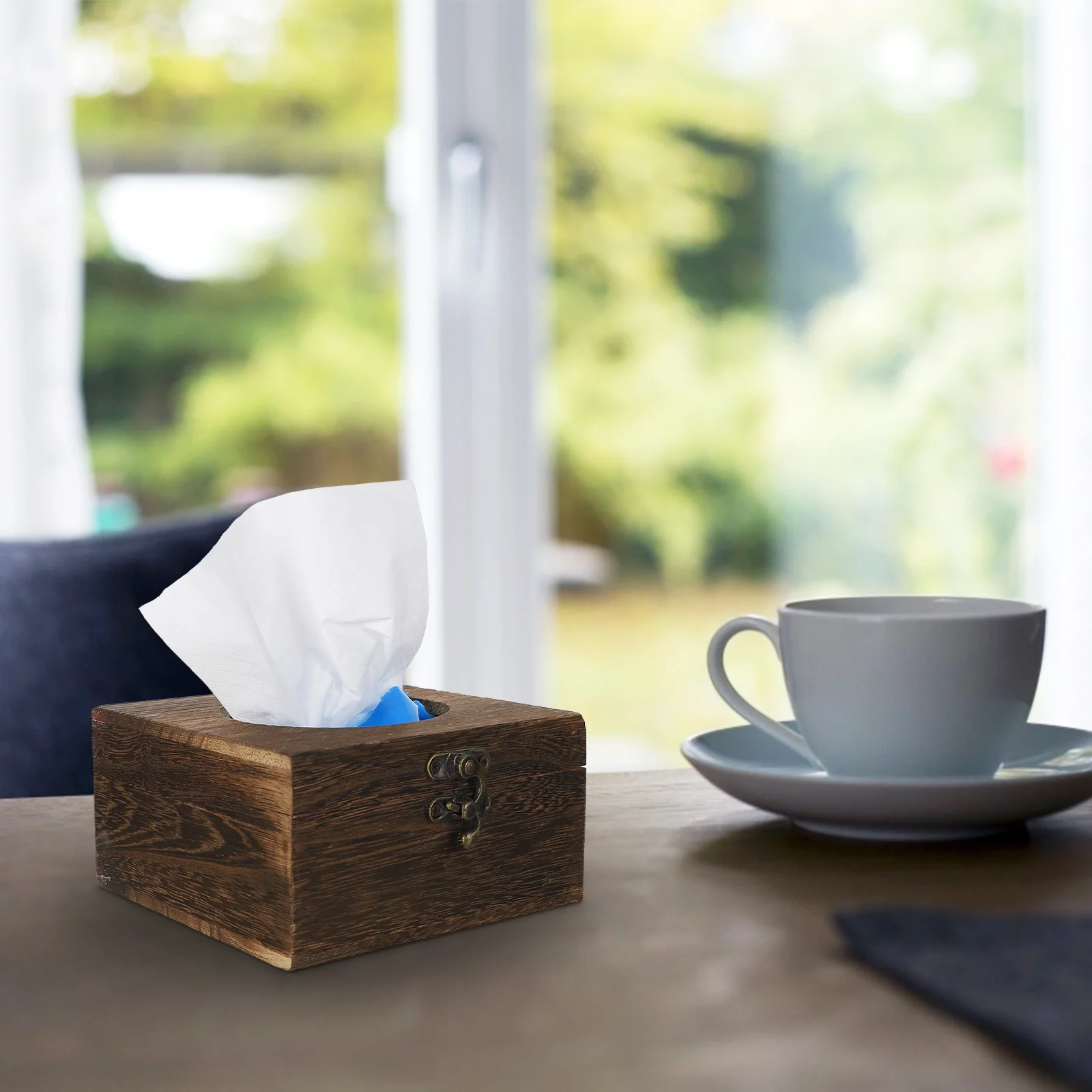 

1Pcs Wooden Napkin Box Retro Style Table Tissue Holder for Home Living Room Office Tissue Dispenser Napkin Box